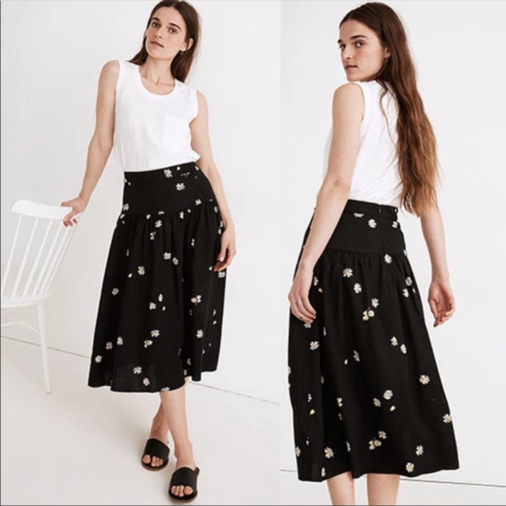 NWT Madewell daisy midi skirt (drop waist)